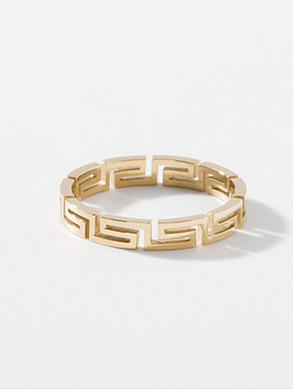 Sz 9 Gold Plated Stainless Steel Geo Pattern Grecian Classic Band
